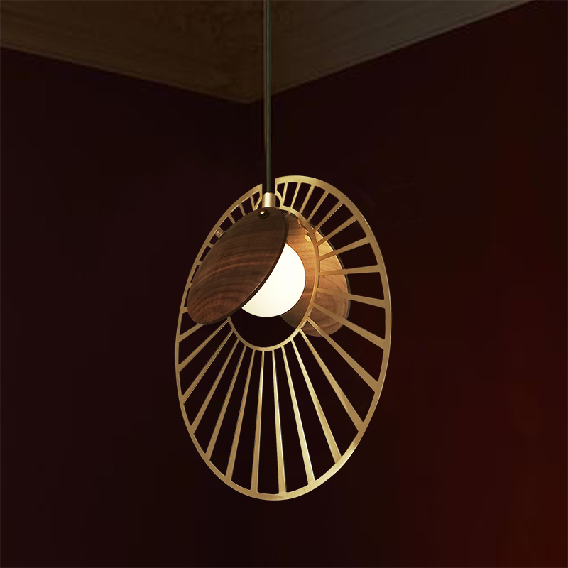 Светильник в стиле авангард с каркасом из металла и элементами из дерева MAGDALENA фото #num#