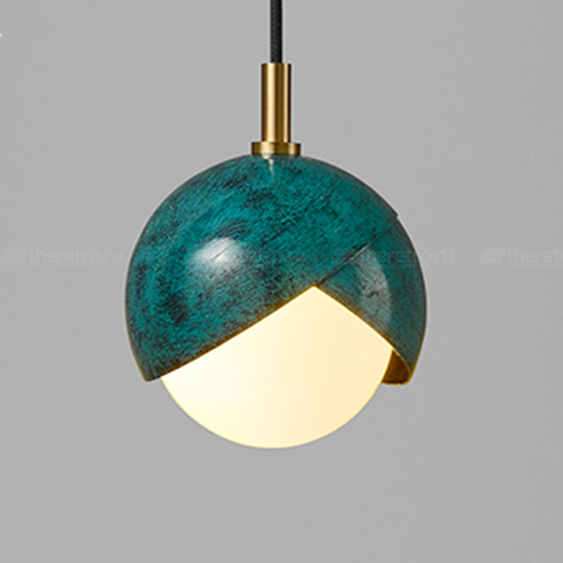 Подвесной светильник в виде стилизованного цветочного бутона с матовым стеклянным плафоном в корпусе из художественно окрашенного металла FLORIS фото #num#