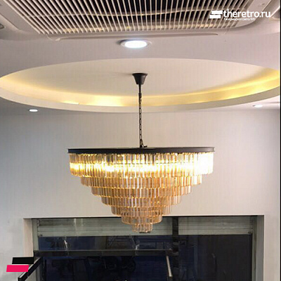 1920s Odeon Glass Fringe Chandelier (L) - 7 rings фото 8